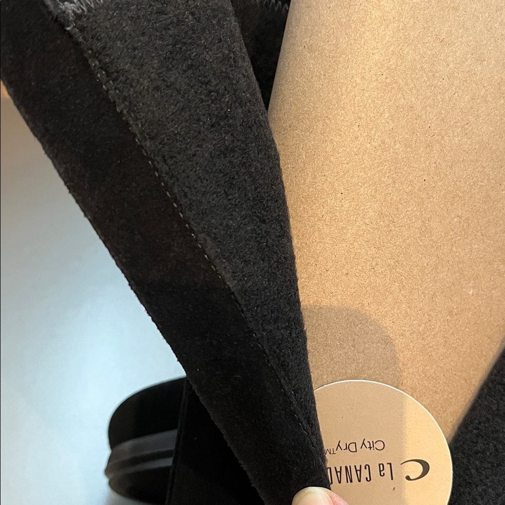 La CANADIENNE Women’s Black Suede Tara wedge knee high boots brand new size 7 - Picture 3 of 6